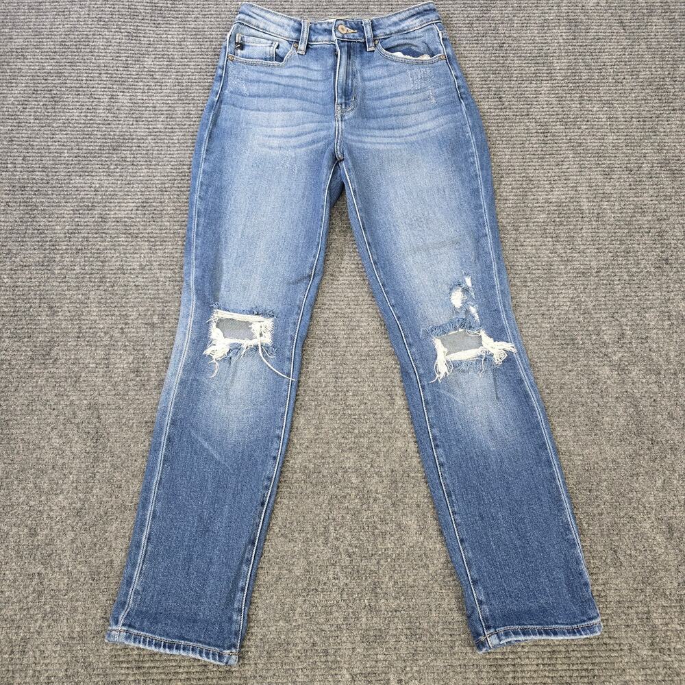 KanCan Renton Jeans Womens 5/26 Blue High Rise Slim Straight Distressed